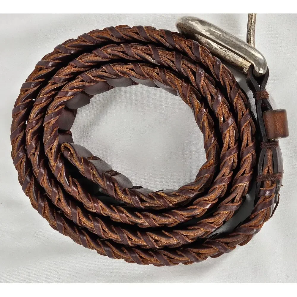 REWARD BRAND GENUINE LEATHER BRAIDED BELT SIZE 36 - DARK BROWN